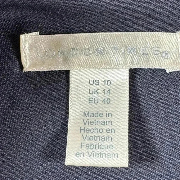 London Times Women's Size 10 Blue Dress with Zipper and Scarf - Picture 8 of 9